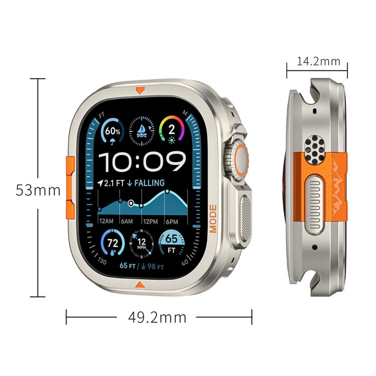 For Apple Watch Ultra 3 / 2 / 1 49mm Full Coverage Metal Watch Case(Titanium Color) by bashfashion