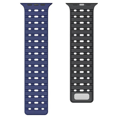 For Apple Watch 46mm / 49mm / 45mm / 44mm Two-Tone Breathable Magnetic Silicone Watch Band(Starlight) by bashfashion