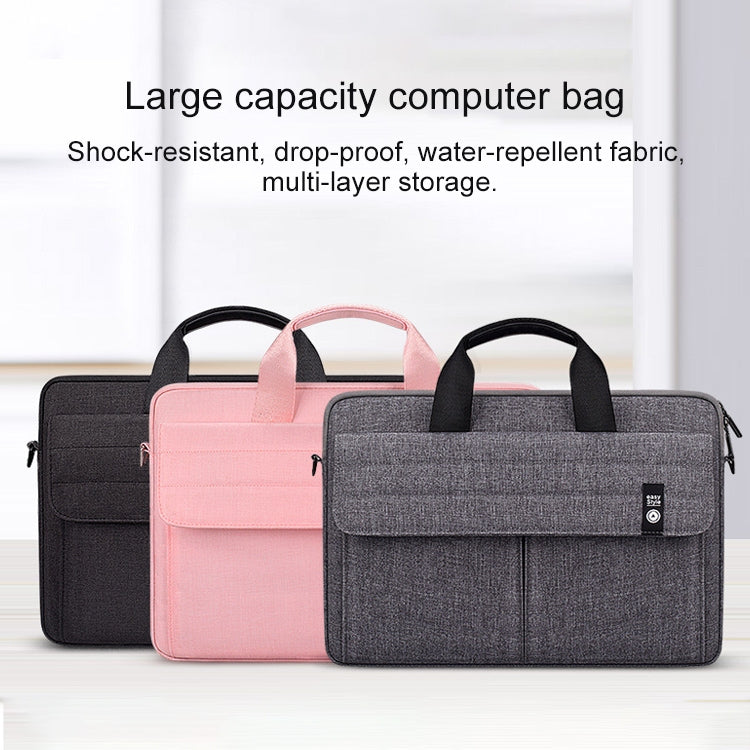 ST08 Handheld Briefcase Carrying Storage Bag without Shoulder Strap for 14.1 inch Laptop(Black) by bashfashion