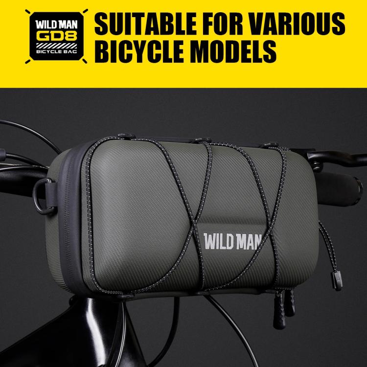 WILD MAN GD8 Mountain Bicycle EVA Hard Shell Handlebar Bag(Army Green) by WILD MAN