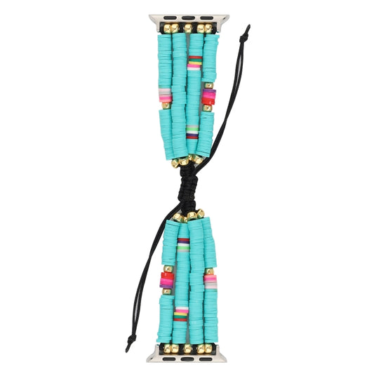 Bohemian Style Soft Ceramic Beaded Strap For Apple Series 7 45mm / 6 & SE & 5 & 4 44mm / 3 & 2 & 1 42mm(Blue) by bashfashion