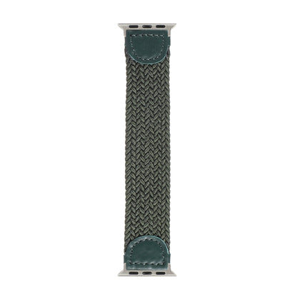 Nylon + Leather Braided Watch Band For Apple Watch Series 9&8&7 41mm / SE 3&SE 2&6&SE&5&4 40mm / 3&2&1 38mm, Size:S(Army Green) by bashfashion