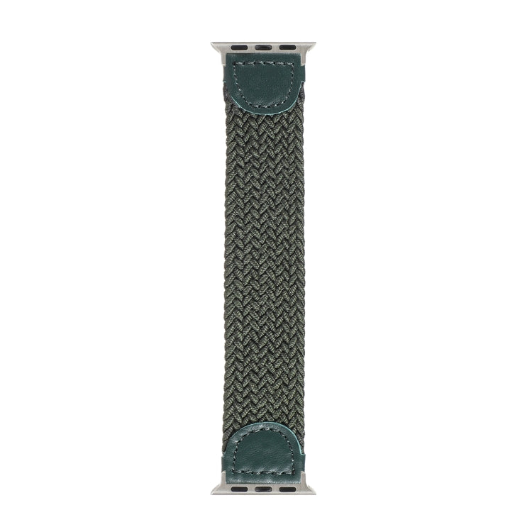 Nylon + Leather Braided Watch Band For Apple Watch Series 9&8&7 41mm / SE 3&SE 2&6&SE&5&4 40mm / 3&2&1 38mm, Size:M(Army Green) by bashfashion