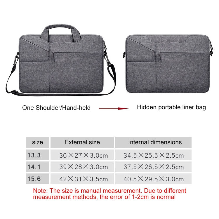 ST02S Waterproof Tear Resistance Hidden Portable Strap One-shoulder Handbag for 13.3 inch Laptops, with Suitcase Belt(Black) by bashfashion