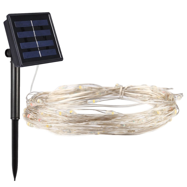 10m IP65 Waterproof Colorful Light Solar Panel Silver Wire String Light, 100 LEDs SMD 0603 Fairy Lamp Decorative Light by bashfashion