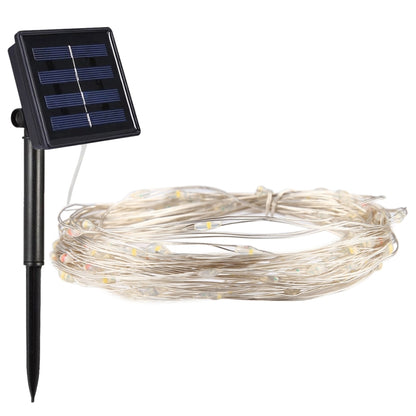 10m IP65 Waterproof Colorful Light Solar Panel Silver Wire String Light, 100 LEDs SMD 0603 Fairy Lamp Decorative Light by bashfashion