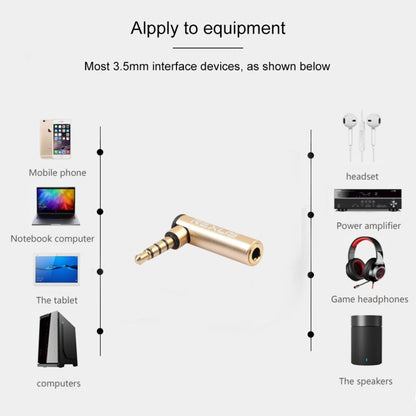 REXLIS BK3567 3.5mm Male + 3.5mm Female L-shaped 90 Degree Elbow Gold-plated Plug Gold Audio Interface Extension Adapter for 3.5mm Interface Devices, Support Earphones with Microphone by REXLIS