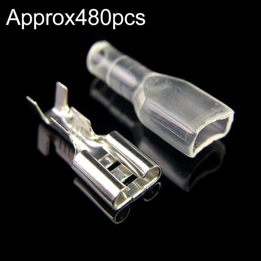 480 x 6.3mm Crimp Terminal Female Spade Connector + Case (480 pcs in one packaging, the price is for 480 pcs) by bashfashion