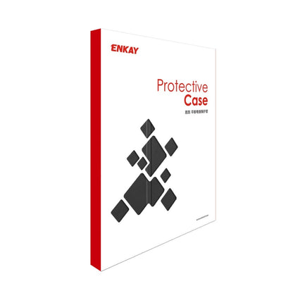 For OPPO Pad Air ENKAY Tri-fold Custer Texture Leather Smart Tablet Case(Dark Blue) by ENKAY