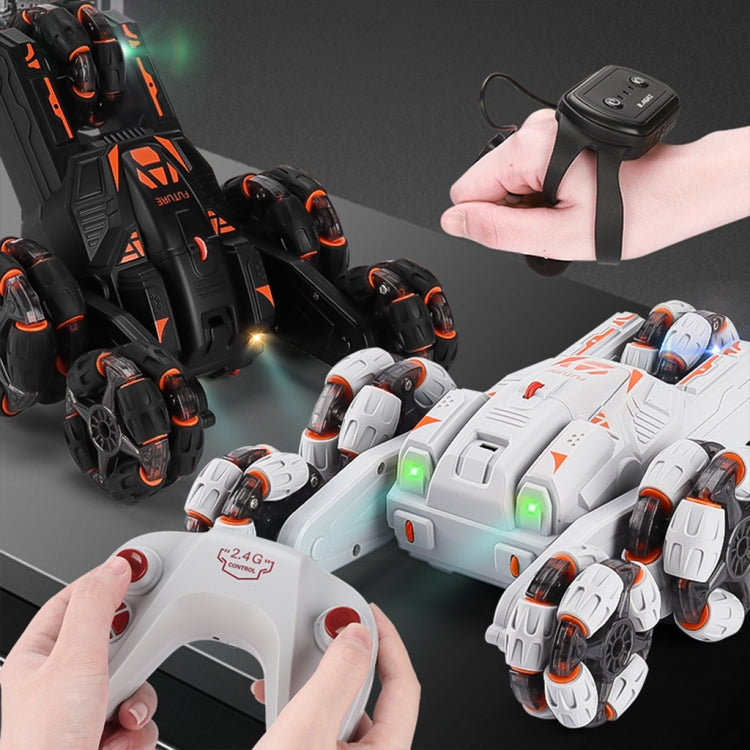 MoFun Five-wheeled Stunt Car 360-degree Swing Arm 2.4G Multifunctional RC Car, specifications:Double control(Grey) by MoFun