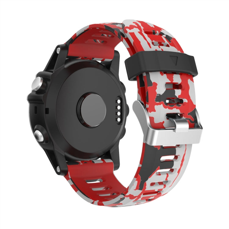 For Garmin Fenix 3 26mm Camouflage Printed Silicone Watch Band(Red+Army Camouflage) by bashfashion