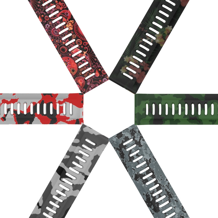 For Garmin Fenix 3 26mm Camouflage Printed Silicone Watch Band(Red+Army Camouflage) by bashfashion