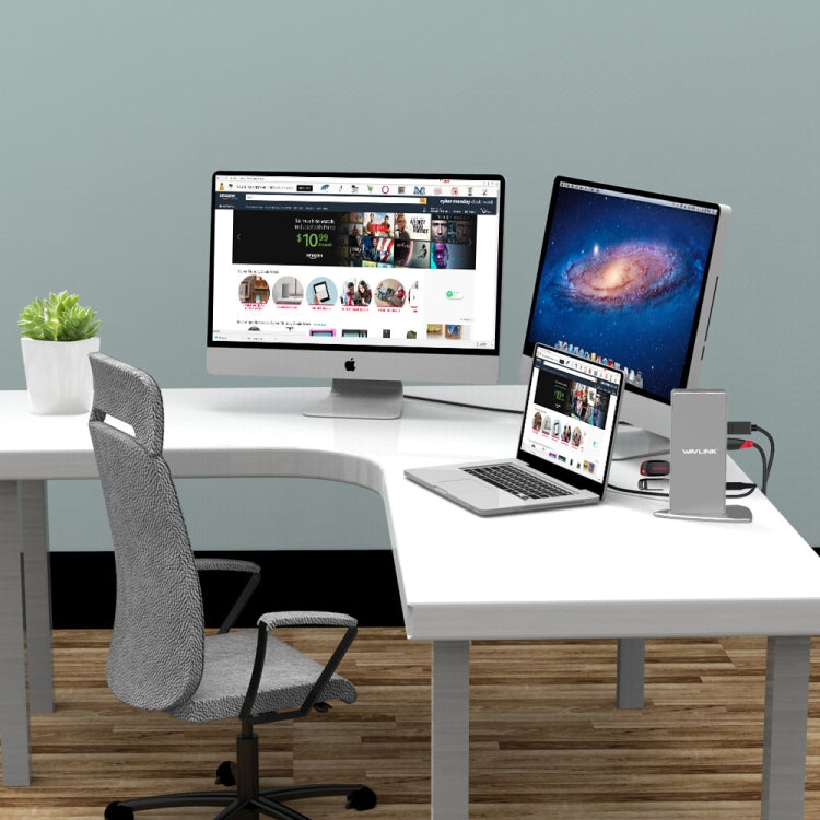 WAVLINK WL-UG69DK7 Laptops Type-C Universal Desktop Docking Station Aluminum Alloy HUB Adapter(AU Plug) by WAVLINK