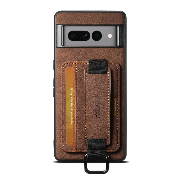 For Google Pixel 8 Suteni H13 Litchi Leather Wrist Strap Wallet Back Phone Case(Brown) by Suteni