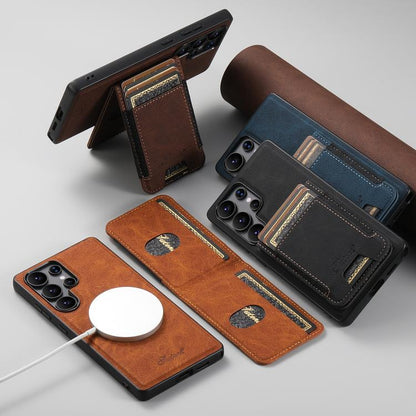 For Samsung Galaxy Note20 Suteni H17 Litchi Texture Leather MagSafe Detachable Wallet Phone Case(Khaki) by Suteni