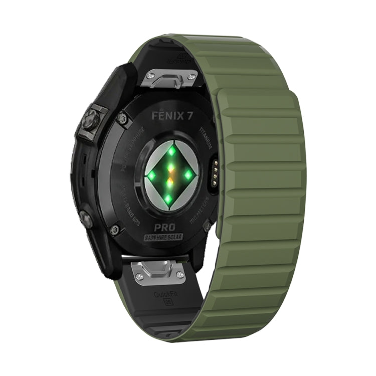 For Garmin Descent MK1 / MK2 / MK2i Dual Color Magnetic Quick Release 26mm Silicone Watch Band(Green+Black) by bashfashion