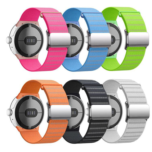 For Google Pixel Watch 3 45mm Magnetic Buckle Nylon Watch Band(Blue) by bashfashion