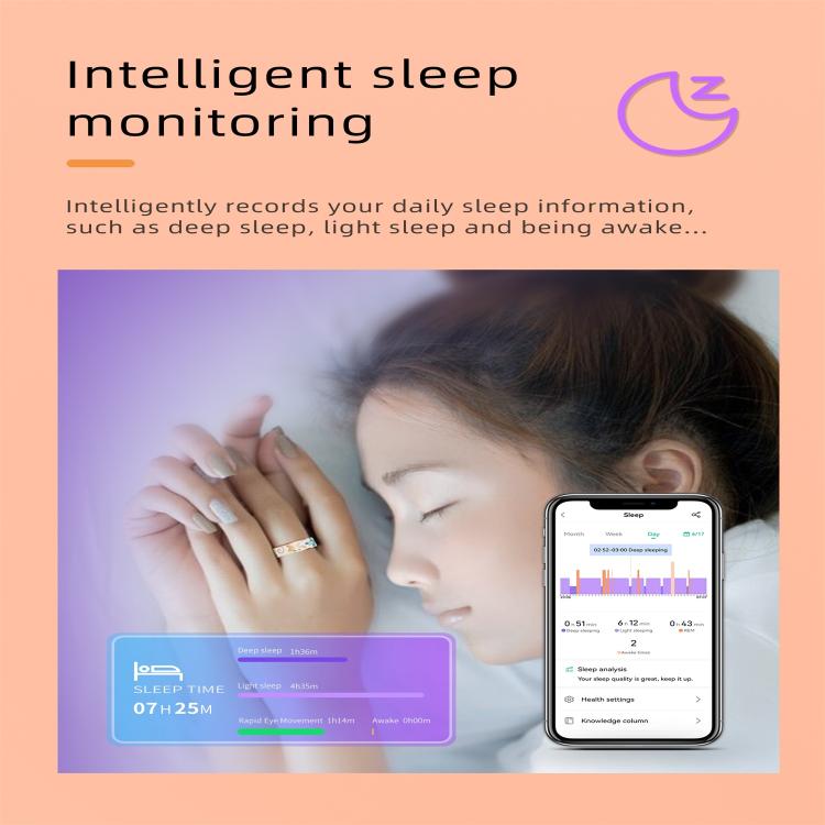 R18 SIZE 6 Smart Ring, Support Heart Rate / Blood Oxygen / Sleep / Care For Faimilies(Rose Gold) by bashfashion