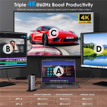 WAVLINK WL-UG69PD13Pro DisplayLink Docking Station 15 in 1 USB-C Hub for MacBook Laptop(EU Plug) by WAVLINK