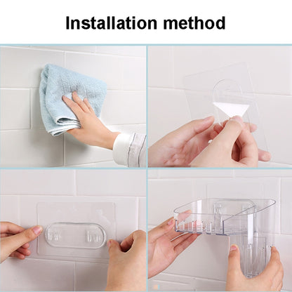 Magic Sticker Plastic Toiletry Makeup Storage Box Transparent Home Creative Organizing Box,Specification: Shallow Style by bashfashion