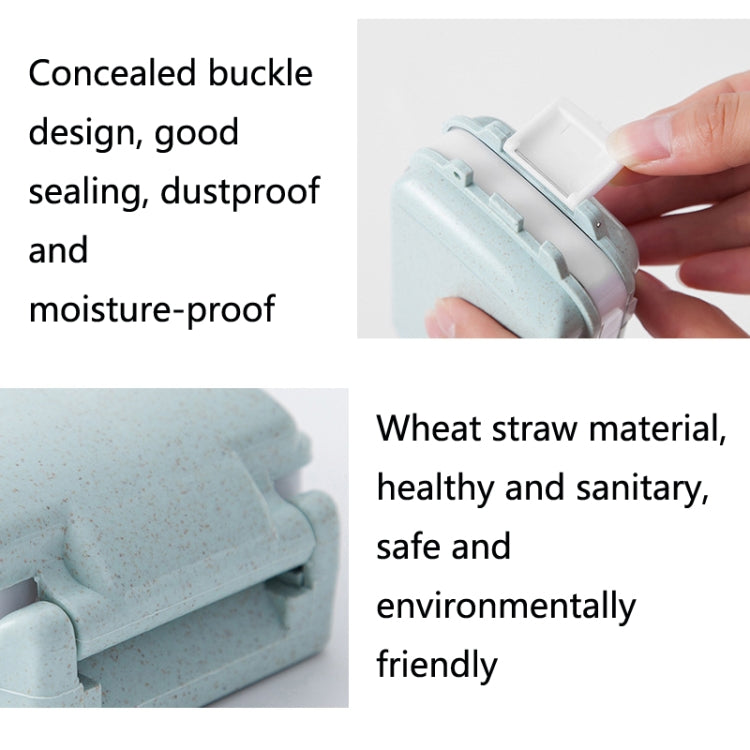 6 PCS C1617 Portable Dispensing Sealed Pill Box Wheat Straw Large-capacity Storage Box(Blue) by bashfashion