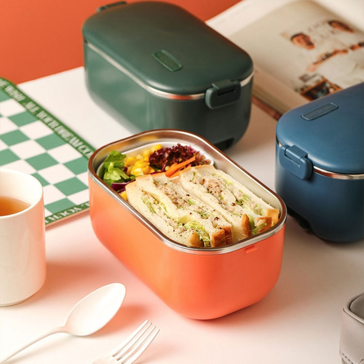 48W 1L 304 Stainless Steel Heating Lunch Box Can Be Plugged In EU Plug(Green) by bashfashion