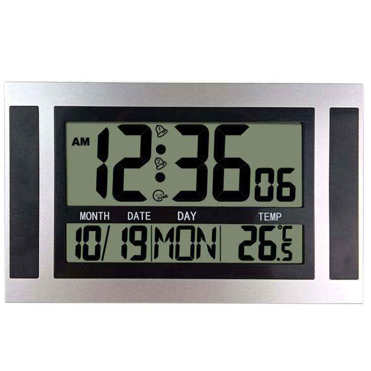 Large Screen LCD Wall Clock Minimalist Electronic Alarm Clock(Silver+Black) by bashfashion