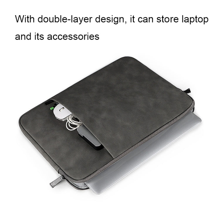 ND01DZ Double Layer Waterproof Laptop Liner Bag, Size: 14.1-15.4 inches(Dark Gray) by bashfashion