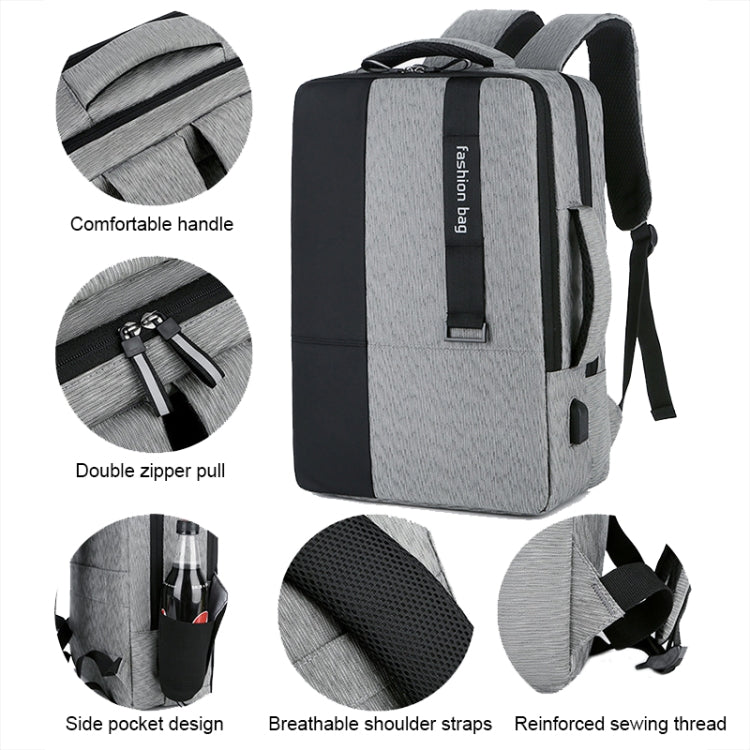 140 Large-capacity Business Commuter Laptop Backpack with USB Charging Interface(Grey) by bashfashion