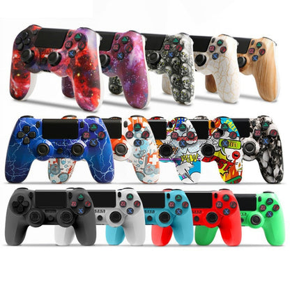 For PS4 Wireless Bluetooth Game Controller With Light Strip Dual Vibration Game Handle(Flame) by bashfashion