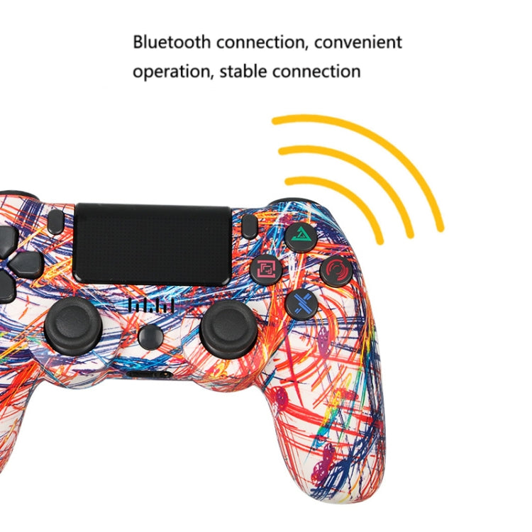 For PS4 Wireless Bluetooth Game Controller With Light Strip Dual Vibration Game Handle(Letter) by bashfashion