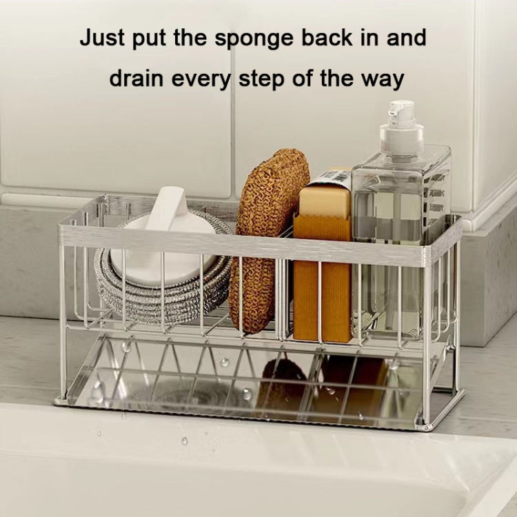 Stainless Steel Sponge Drainer Rack Multifunctional Storage Shelf, Style: Ordinary Model by bashfashion