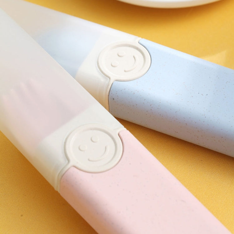 4 In 1 Portable Wheat Straw Tableware Set Outdoor Travel Storage Tableware Box, Style: A With Chopsticks (Blue) by bashfashion