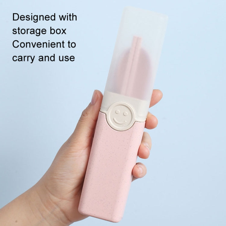 4 In 1 Portable Wheat Straw Tableware Set Outdoor Travel Storage Tableware Box, Style: A With Chopsticks (Beige) by bashfashion