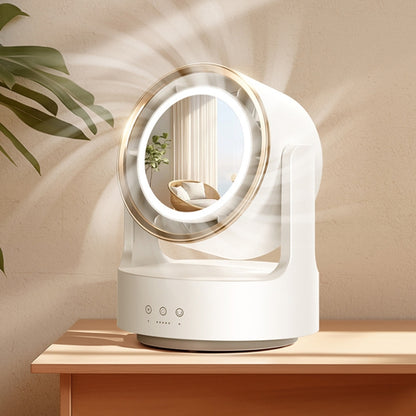 3 In 1 Multifunctional Desktop Fan with LED Light Cosmetic Mirror USB Plug Non-Oscillating by bashfashion