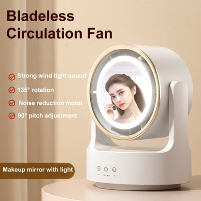 3 In 1 Multifunctional Desktop Fan with LED Light Cosmetic Mirror USB Plug Non-Oscillating by bashfashion