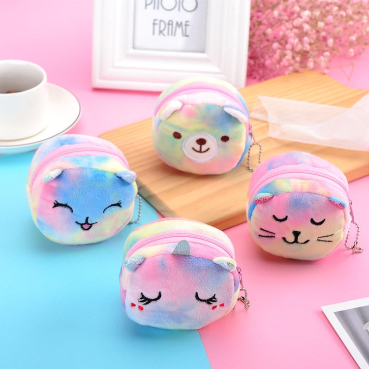 Mini Colorful Round Plush Coin Purse Lipstick Data Cable Portable Bag, Style: Big Eyes Colt by bashfashion