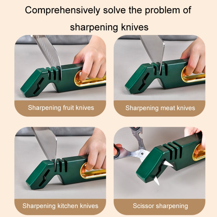 4 In 1 Knife Sharpener 4-Stage Kitchen Quick Sharpening Stone Manual Sharpening Tool(Orange) by bashfashion