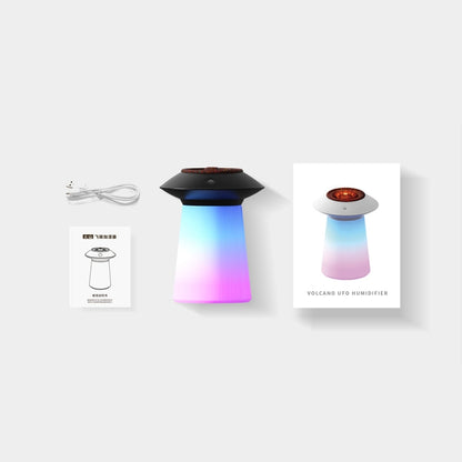 HX126 Sound Pickup RGB Light Volcano Humidifier Simulated Flame Aromatherapy Machine, Color: White by bashfashion