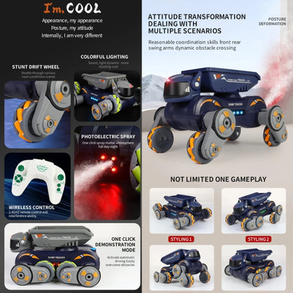 Eight Wheel Stunt Robot Dog Smart Gesture Sensor RC Kids Toy Car With Lights Music Spray Car, Style: Tank Green Single RC by bashfashion