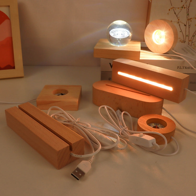 LED Light Solid Wood Luminous Base for Resin Art Acrylic Glass Lights Rectangular Slot 15cm(Three-color Light) by bashfashion