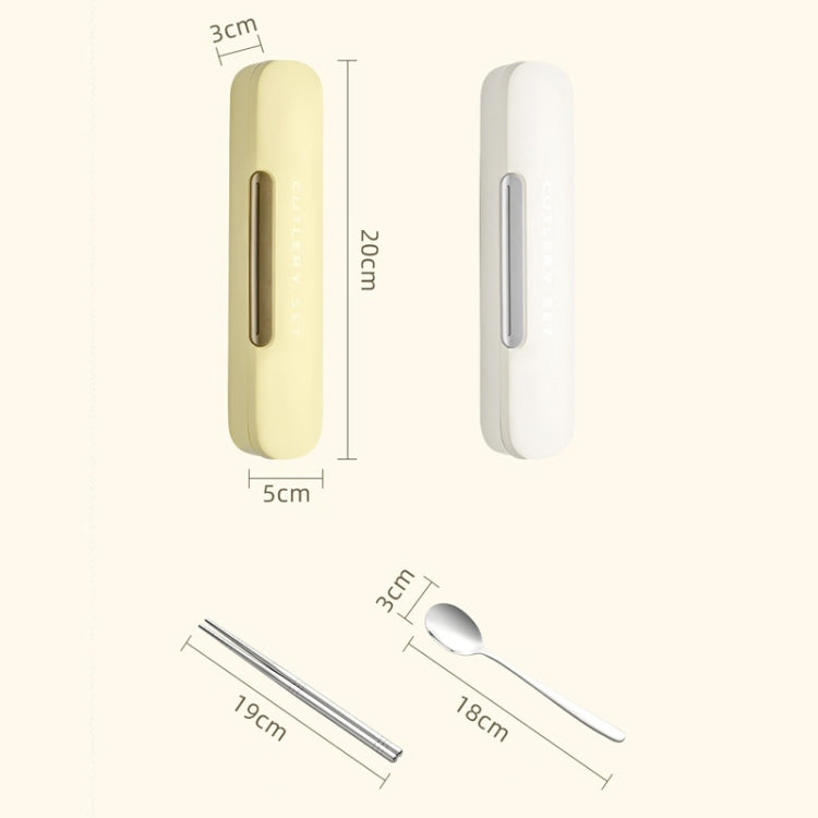 Portable Spoon Chopsticks Cutlery Set with Storage Box For Students, Office Workers and Camping(White) by bashfashion