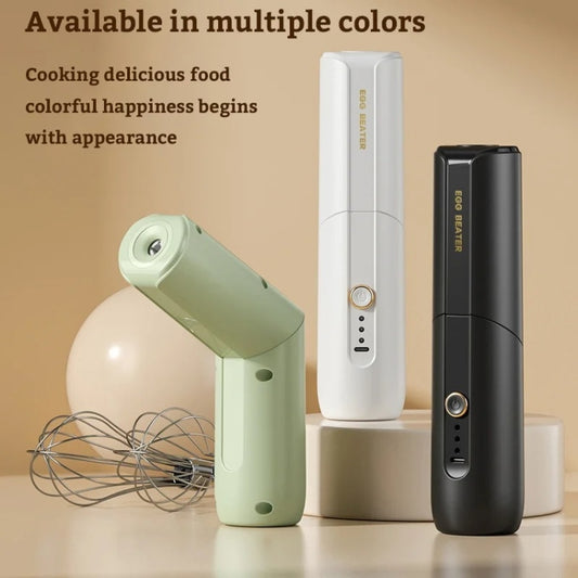 Rotary Folding Double-head Electric Home Egg Beater Fully Automatic Wireless Baking Mixer(Black) by bashfashion