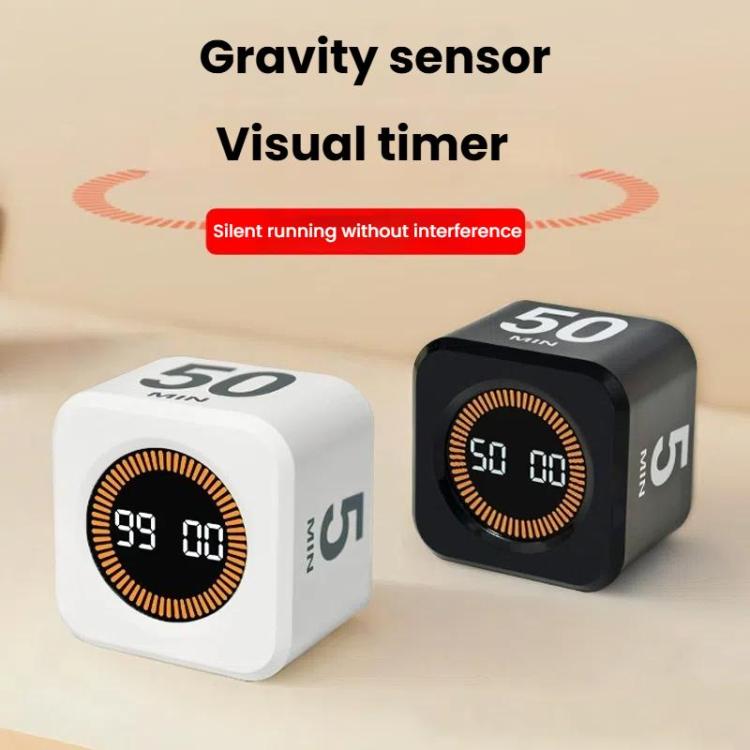 Mini Visual Timer Gravity Sensing Cube Flip Learning Fitness Time Management Timer(Black) by bashfashion