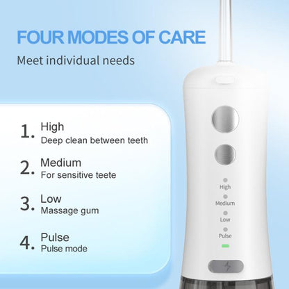 F500 IPX7 Waterproof 350ml Rechargeable Portable Handheld Pulse Electric Flosser(White) by bashfashion