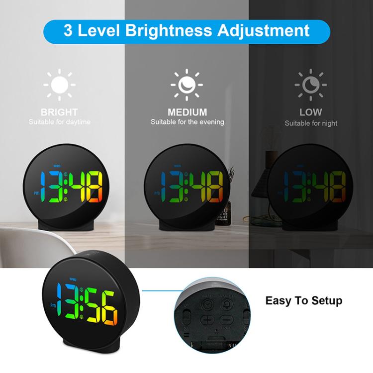 EDUP EH-8816 Simple Digital Electronic Clock Night Light Battery Plug-in Dual Power Mode Alarm Clock(White Case Colorful Letter) by EDUP