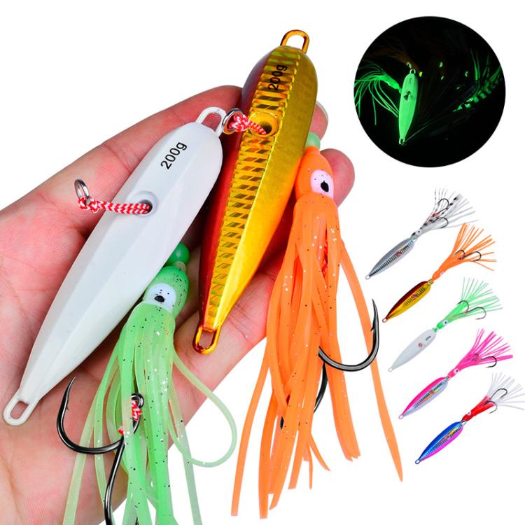 60G PROBEROS LF159 Luminous Bearded Squid Hook Slow Cranking Road Runner Iron Plate Bionic False Bait(D) by PROBEROS