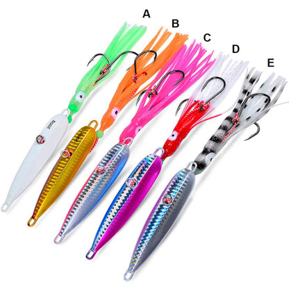 100G PROBEROS LF159 Luminous Bearded Squid Hook Slow Cranking Road Runner Iron Plate Bionic False Bait(A) by PROBEROS