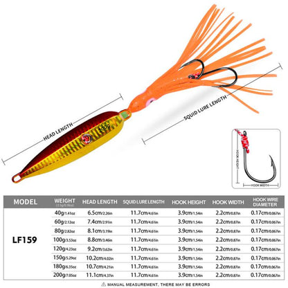 100G PROBEROS LF159 Luminous Bearded Squid Hook Slow Cranking Road Runner Iron Plate Bionic False Bait(C) by PROBEROS