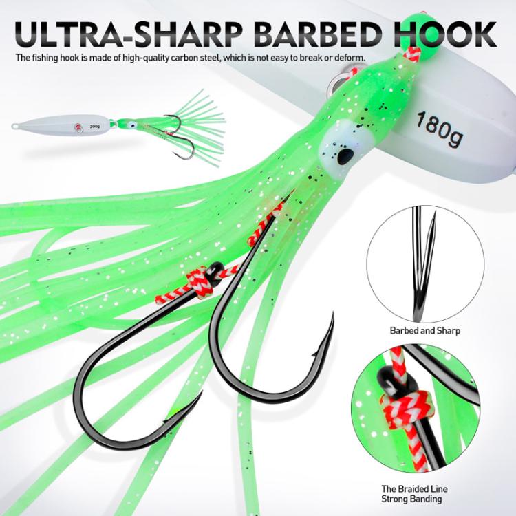 100G PROBEROS LF159 Luminous Bearded Squid Hook Slow Cranking Road Runner Iron Plate Bionic False Bait(E) by PROBEROS